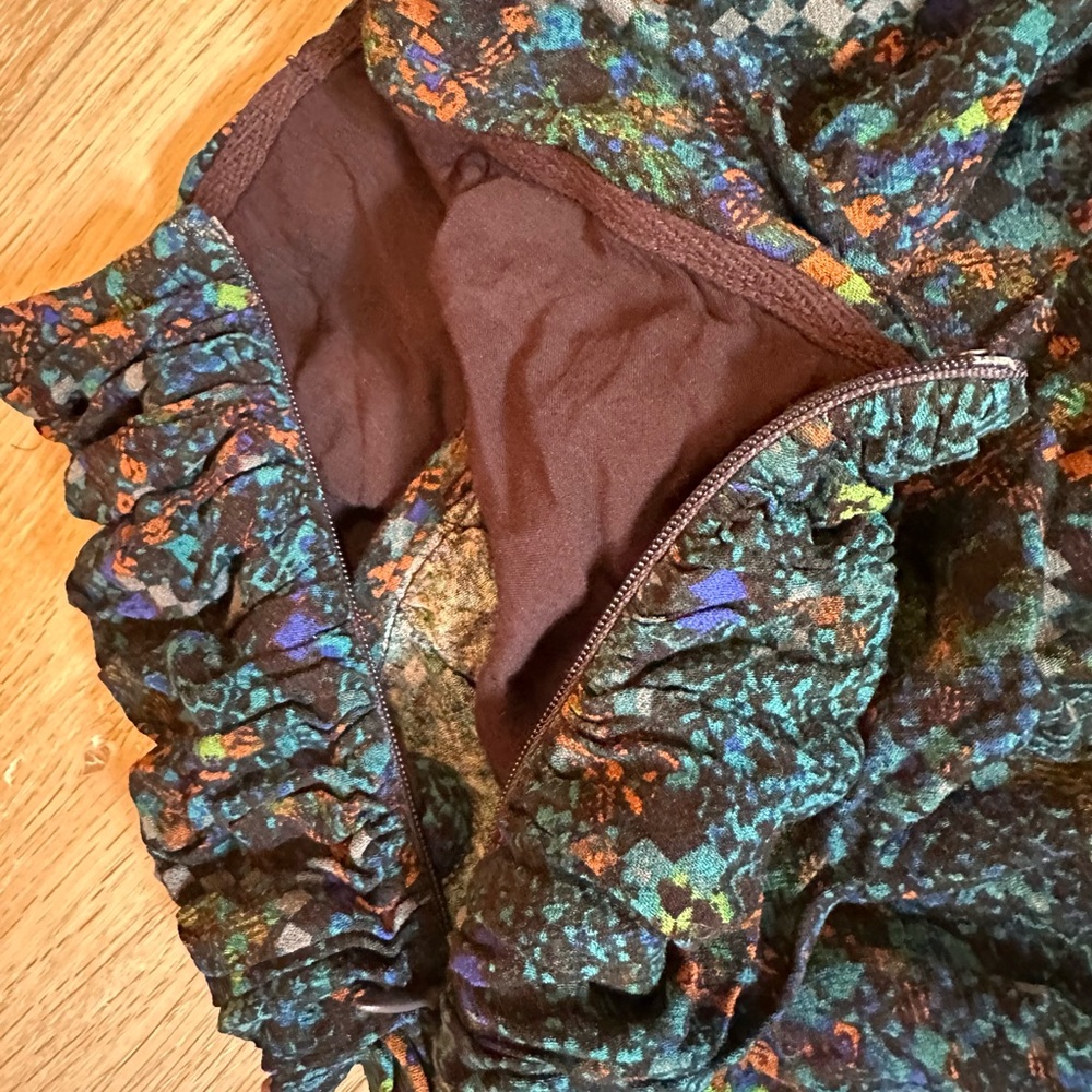 Free People-Multi Blue - Ruched- Saturday Sun Mini Skirt in Who She Is Sz 8 - Picture 9 of 9